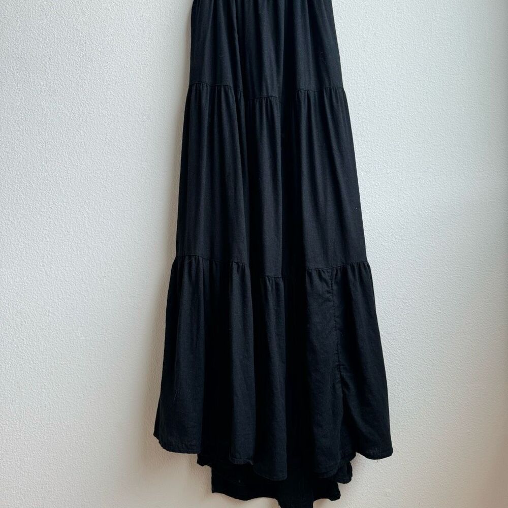 Abercrombie & Fitch Linen Blend Cut Open Open Black Maxi Vacation Dress Size XS - Picture 3 of 8